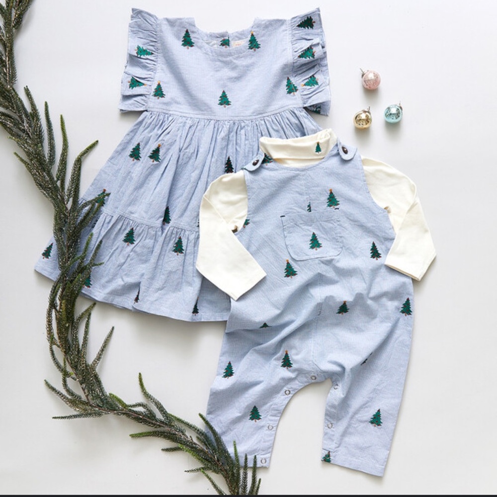 Pink Chicken Kit Tree Embroidery Dress